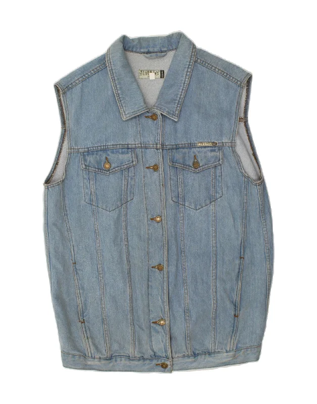 VINTAGE Womens Denim Gilet UK 20 2XL Blue Cotton