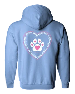 Home Is Where My Dog Is Full Zip Hoodie - Carolina Blue