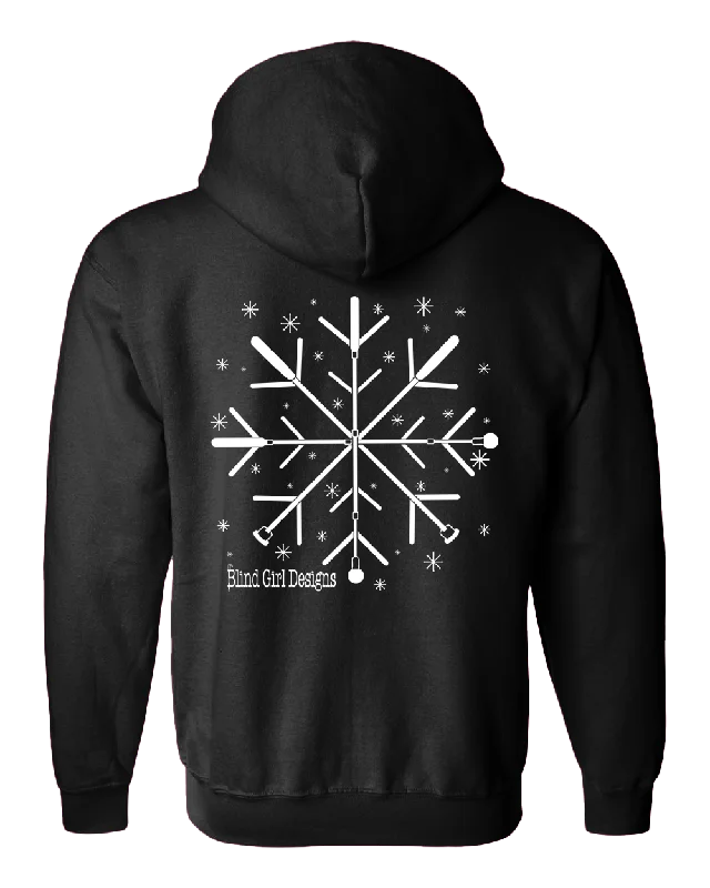 Tactile White Cane Snowflake Zip Hoodie - Black