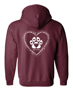 3D I Love My Guide Dog Full Zip Hoodie - Berry