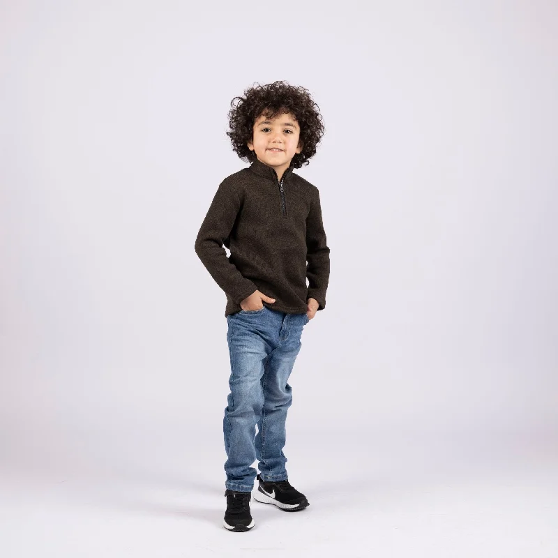 Roasted Coffee | Kids Quarter Zip Sweater