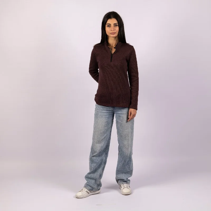 Dark Mulberry | Women Quarter Zip Sweater