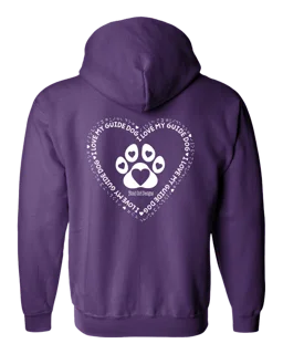 3D I Love My Guide Dog Full Zip Hoodie - Purple