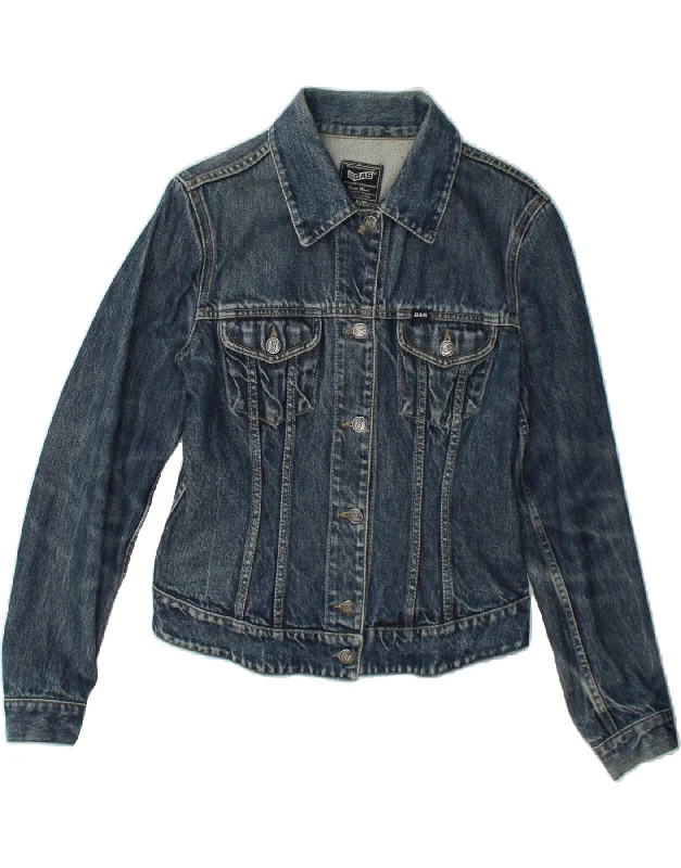 GAS Womens Denim Jacket UK 14 Medium Navy Blue Cotton