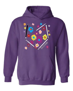 Colorful Flower Heart Cane Hoodie - Purple