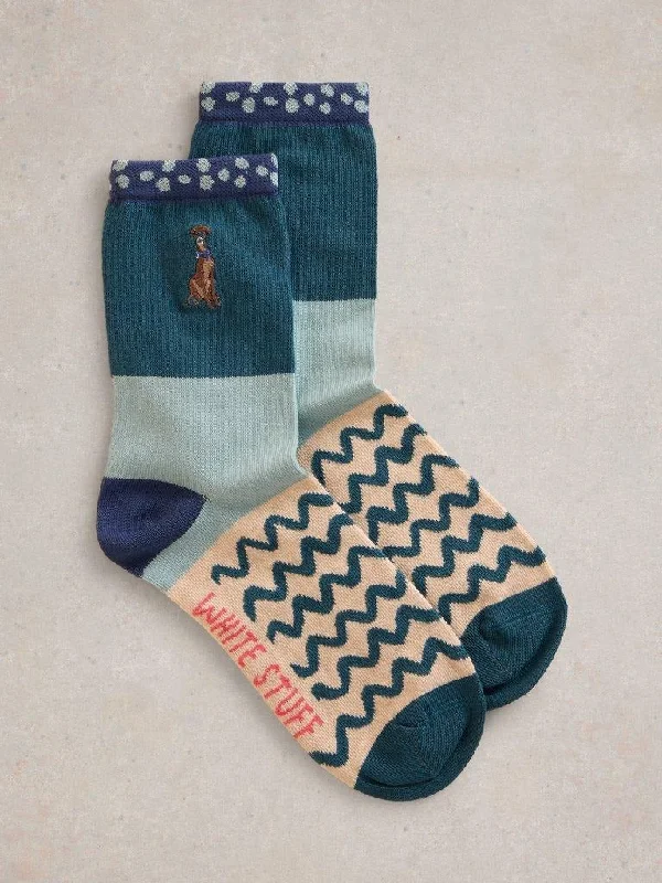 Embroidered Dog Ankle Socks