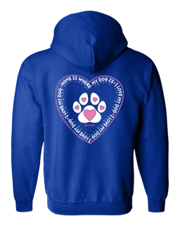 Home Is Where My Dog Is Full Zip Hoodie - Royal Blue