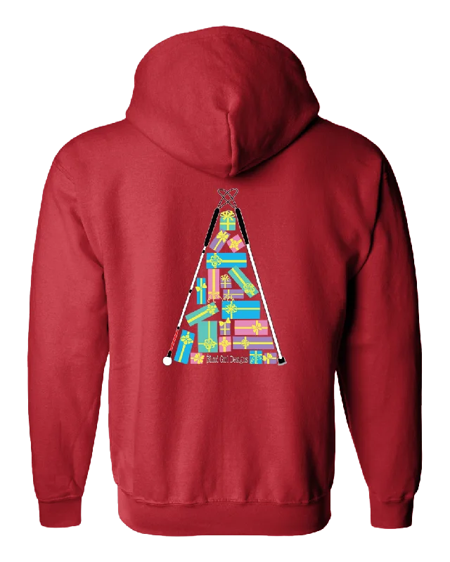 Christmas Tree of Gifts Zip Hoodie - Red