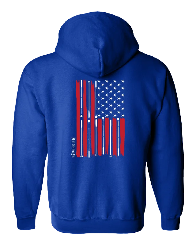 Beautiful American flag Zip Hoodie Royal blue