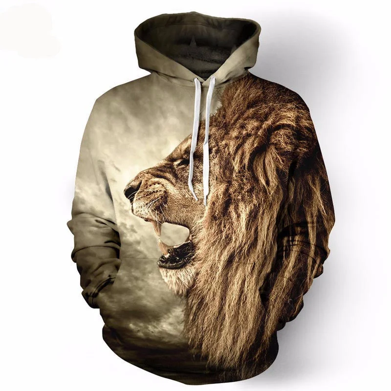 Lion Ancient Digital Printing Hoodies for Men/Women