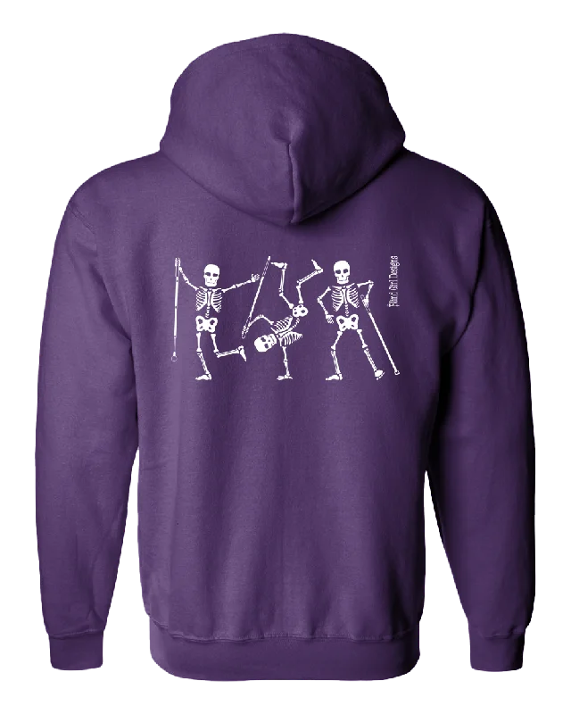 3D Dancing Skeletons Glow-in-the-Dark Full Zip Hoodie Purple