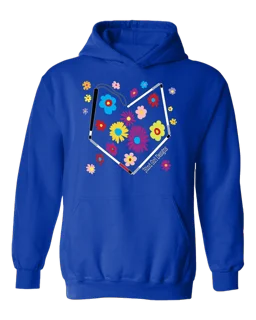 Colorful Flower Heart Cane Hoodie - Royal Blue