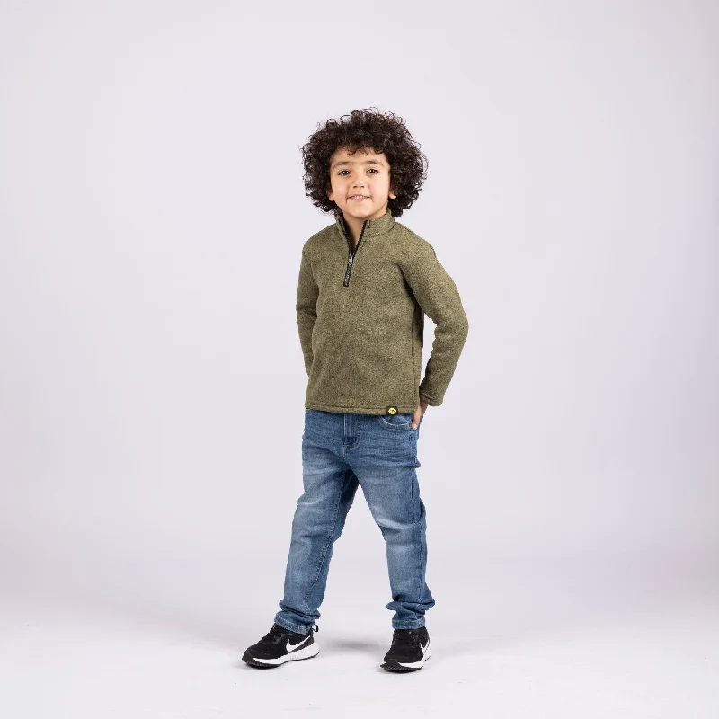 Army Green | Kids Quarter Zip Sweater