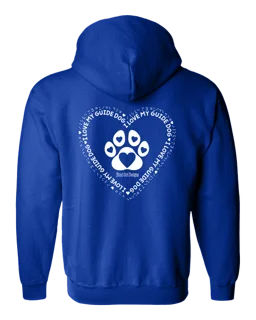 3D I Love My Guide Dog Full Zip Hoodie - Royal Blue