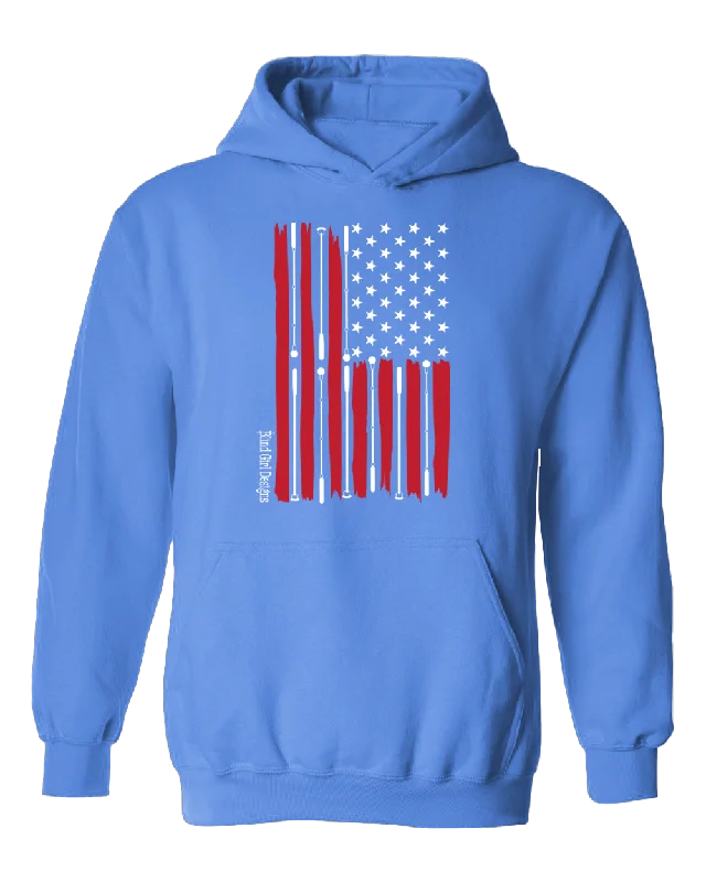 Beautiful Tactile American flag Hoodie Carolina blue ( a deep light blue)