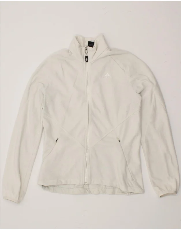 ADIDAS Womens Fleece Jacket UK 14 Medium White Polyester