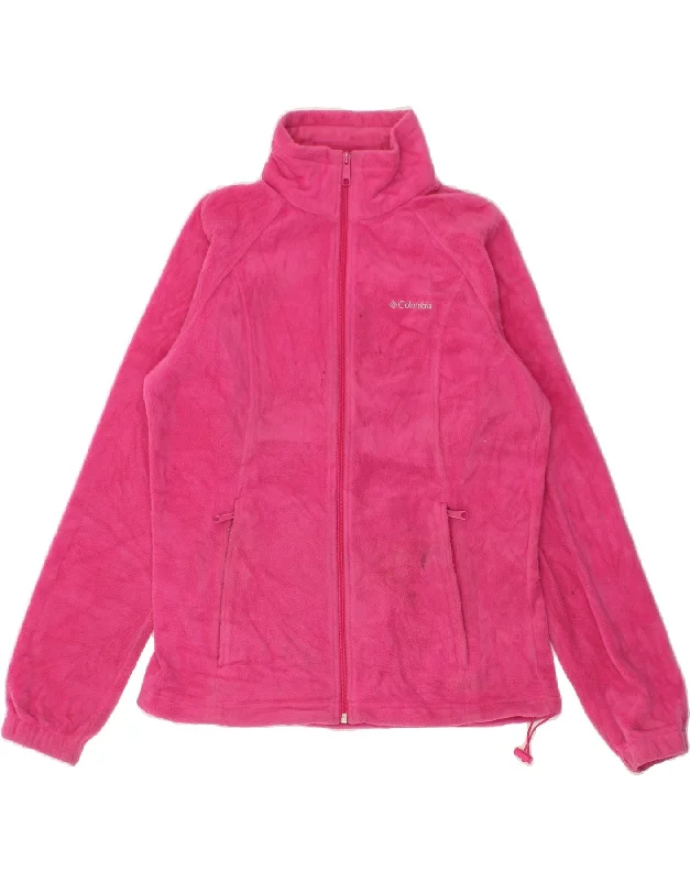 COLUMBIA Womens Fleece Jacket UK 14 Medium Pink Polyester