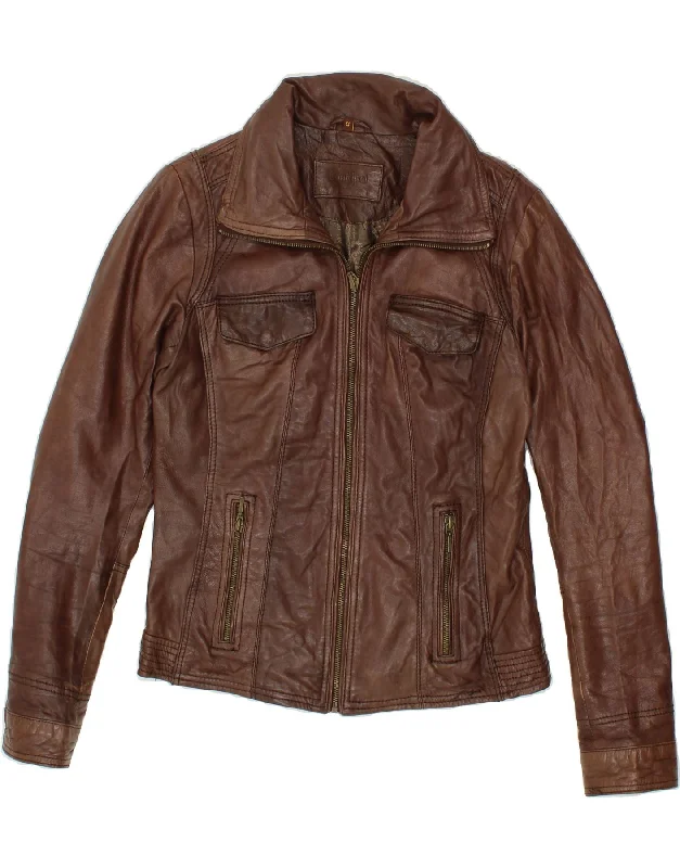 CONBIPEL Womens Leather Jacket IT 42 Medium Brown Leather