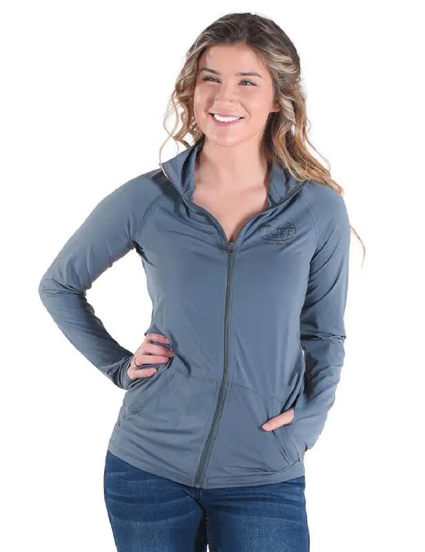 Cowgirl Tuff Womens Cooling UPF Steel Gray Nylon Softshell Jacket