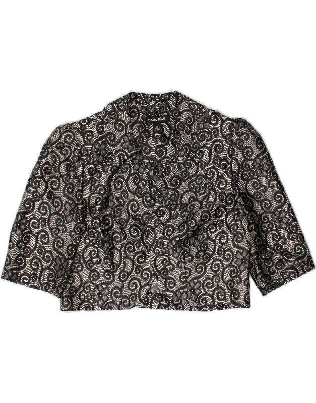 DANA KAY Womens 3/4 Sleeve Bolero Jacket UK 10 Small Grey Paisley