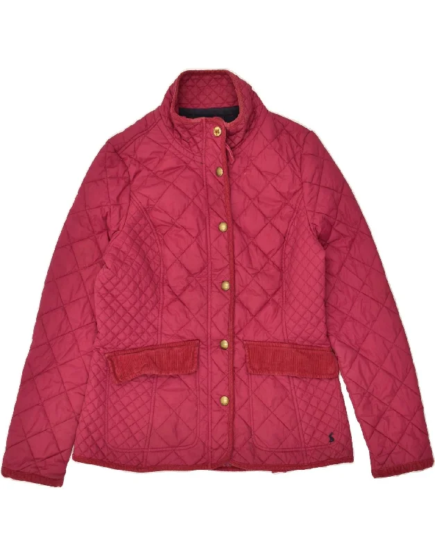 JOULES Womens Quilted Jacket UK 14 Large Pink Polyamide