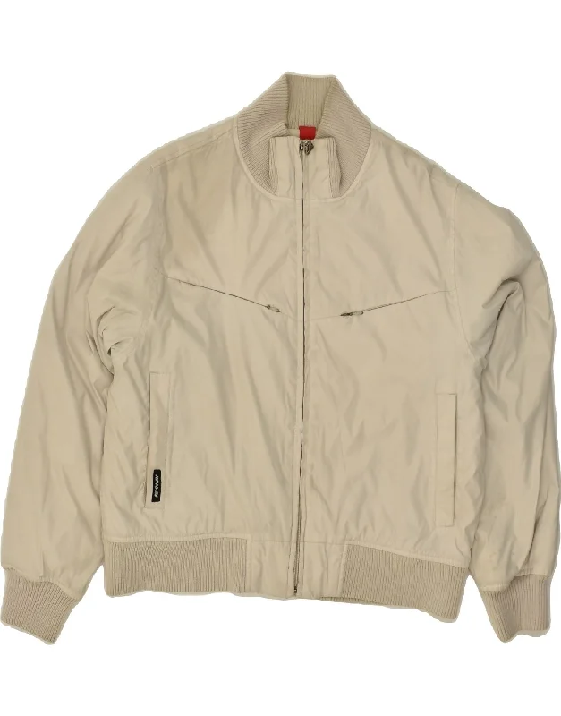 K-WAY Womens Bomber Jacket UK 14 Medium Beige Polyester