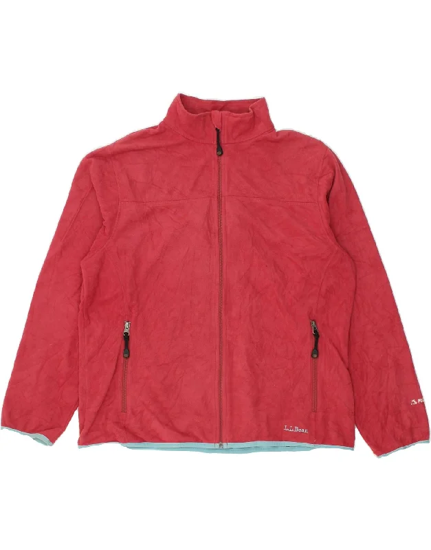 L.L.BEAN Womens Fleece Jacket UK 16 Large Red Polyester