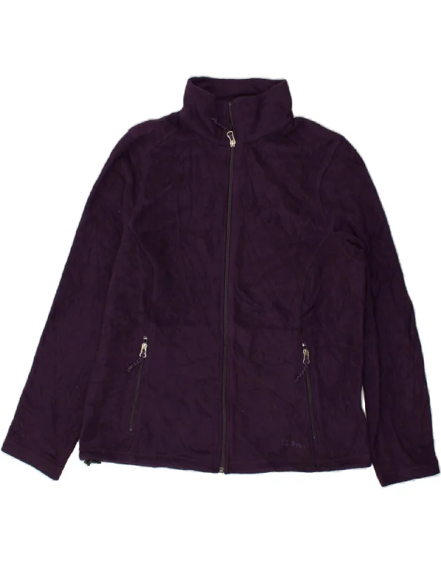 L.L.BEAN Womens Regular Fit Fleece Jacket UK 16 Large Purple Polyester