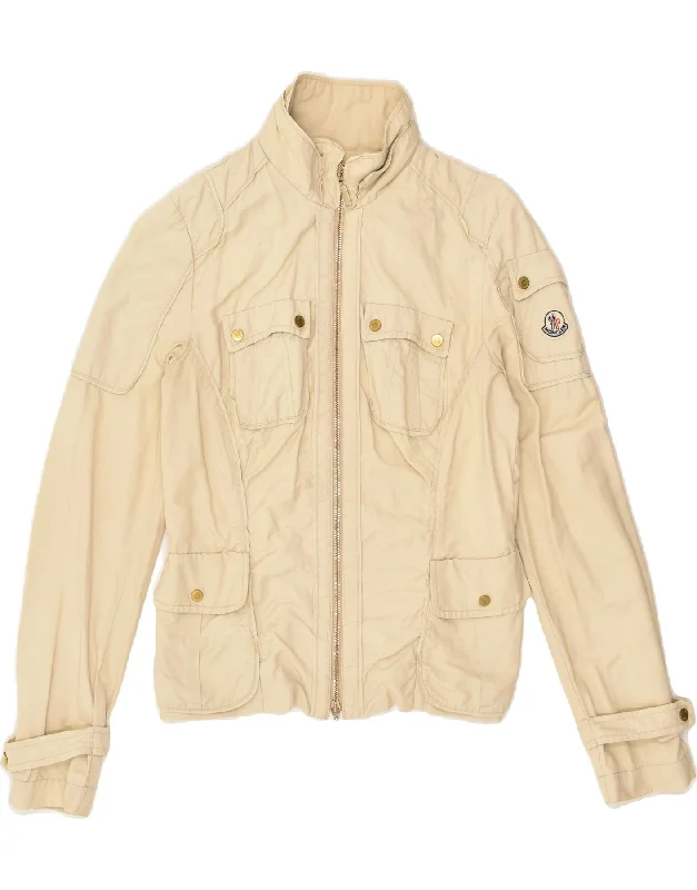 MONCLER Womens Utility Jacket Size 2 Medium Beige Cotton