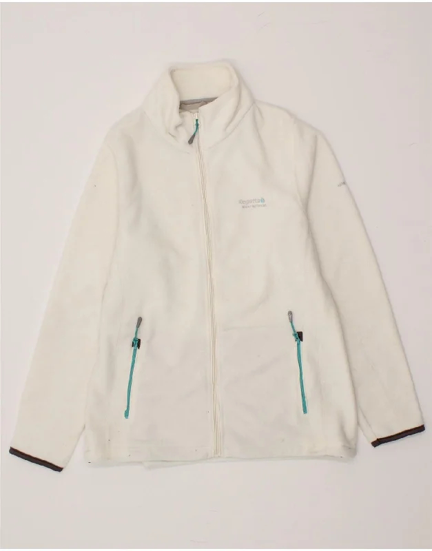 REGATTA Womens Fleece Jacket UK 12 Medium Off White Polyester