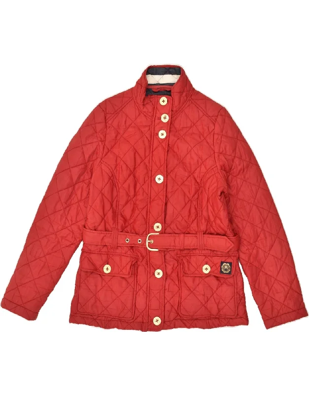 TOM JOULE Womens Quilted Jacket UK 14 Medium Red Polyester