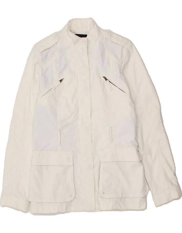 TOMMY HILFIGER Womens Military Jacket UK 6 XS White Nylon