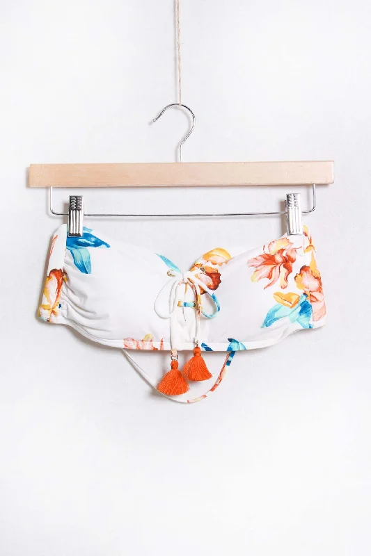 Women's Drawstring Front Floral Bikini Bra