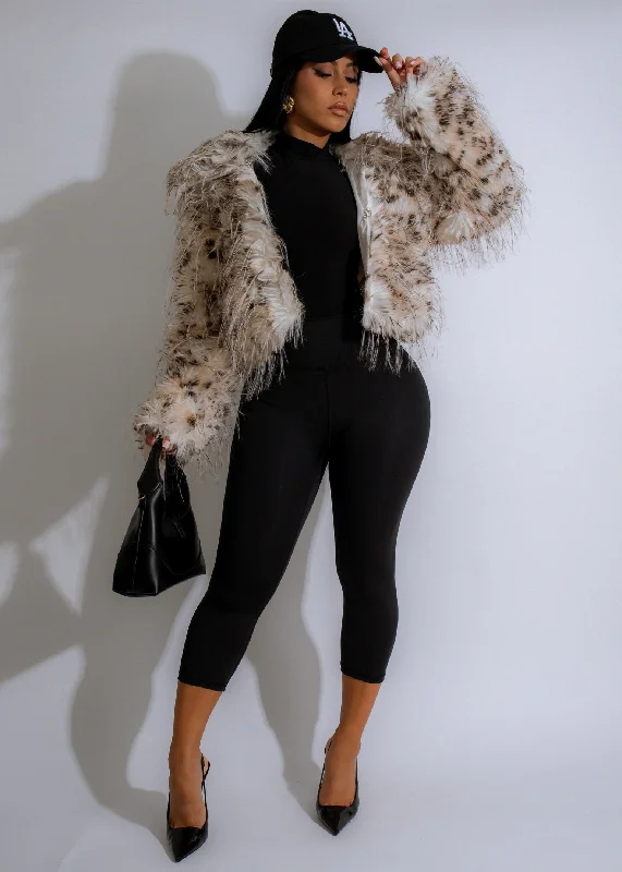 Arctic Luxe Faux Fur Jacket Nude