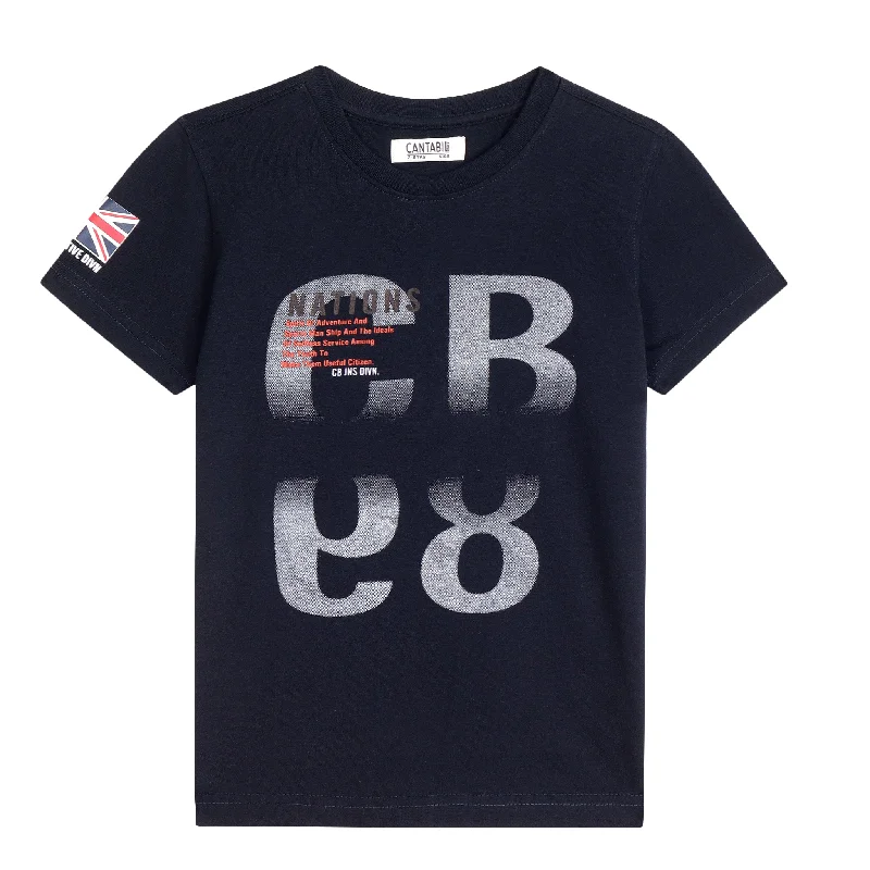 Boys Casual Navy Blue Half Sleeve  T-Shirt