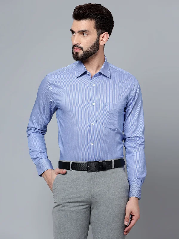 Men's Blue Formal Pin Stripe Full Sleeve Shirt