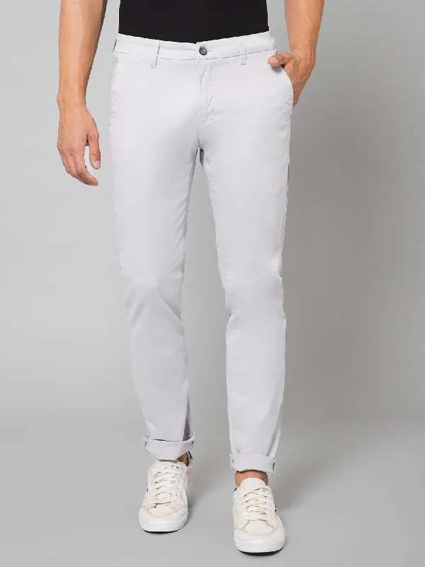 Men's Casual Flat front Light Grey  Trousers