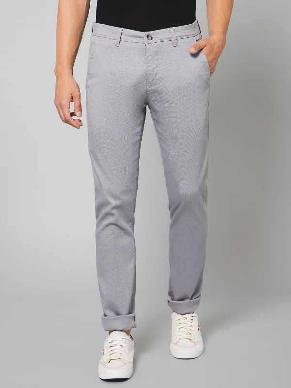 Men's Casual Flat front Light Grey  Trousers