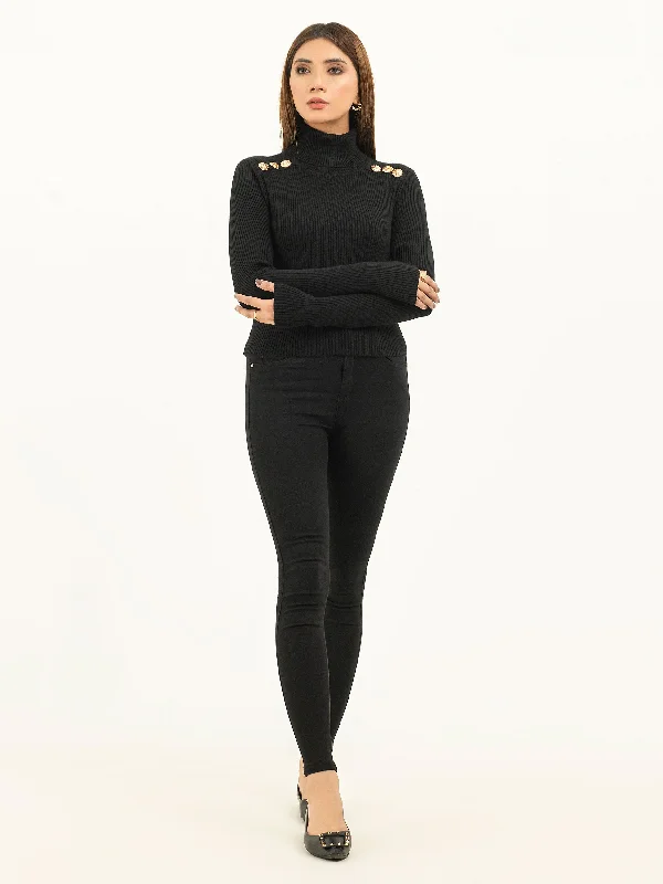 Buttoned Turtle Neck Sweater