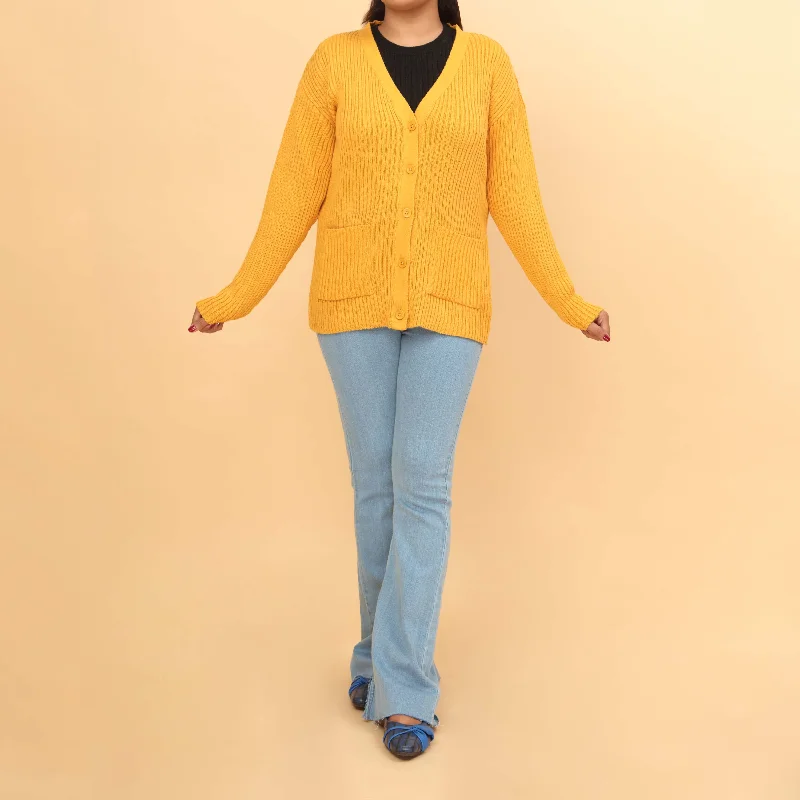 Mustard Cotton Thread Winter Sweater PW4819