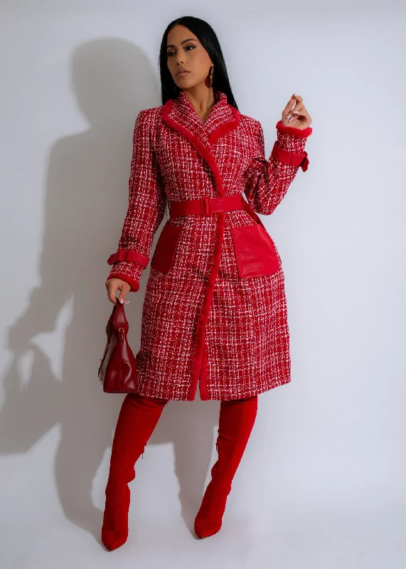 Uptown Chic Tweed Coat Red