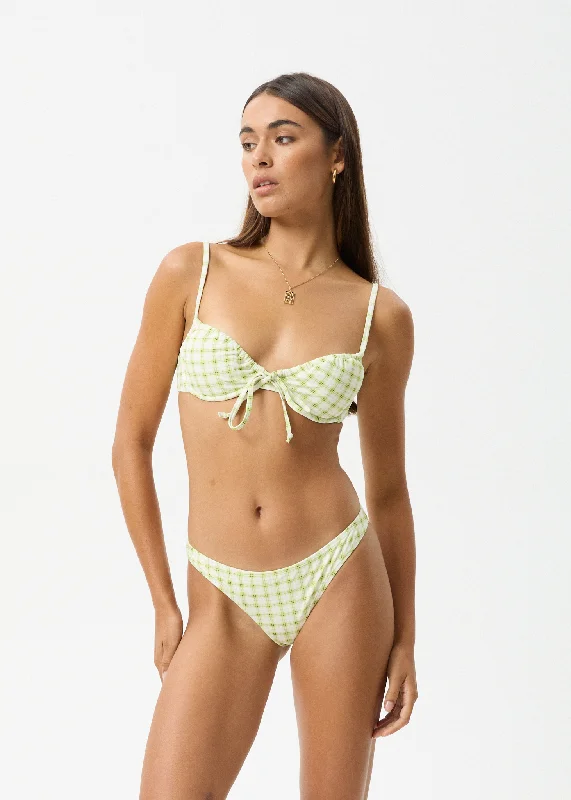 AFENDS Womens Darcy - Check Bikini Bottom - Lemongrass Check