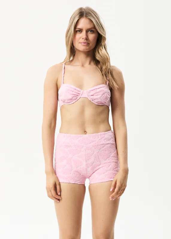 AFENDS Womens Rhye - Terry Booty Short Bikini Bottoms - Powder Pink