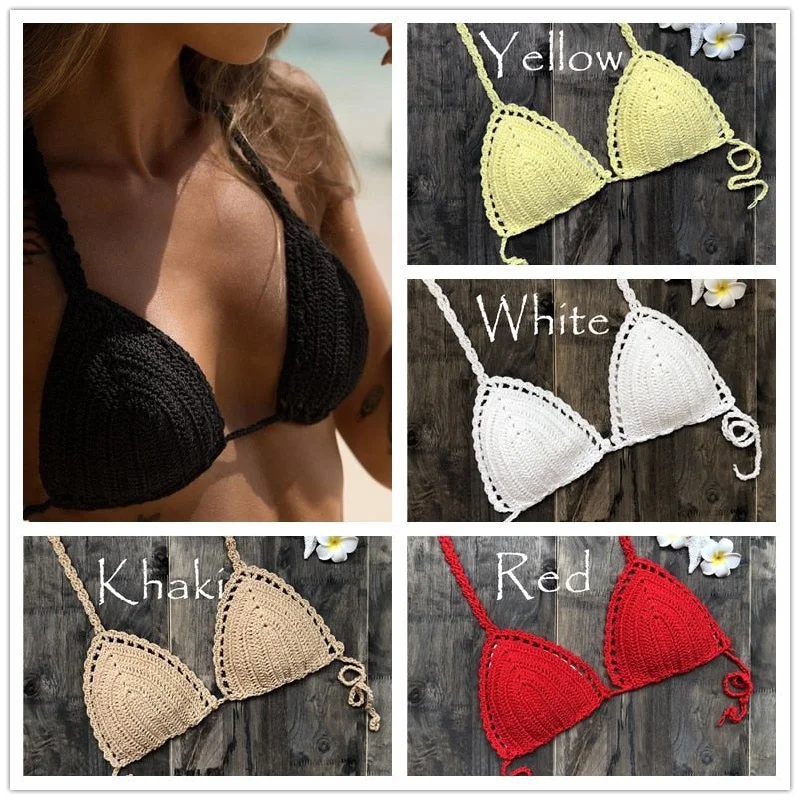 Sexy Bikini Top Crochet Strips Bandage Swimwear Beachwear Women