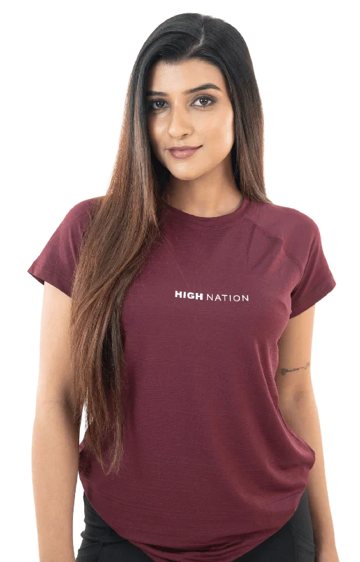 SOuLL Active Wine Red Half Sleeves T-Shirt