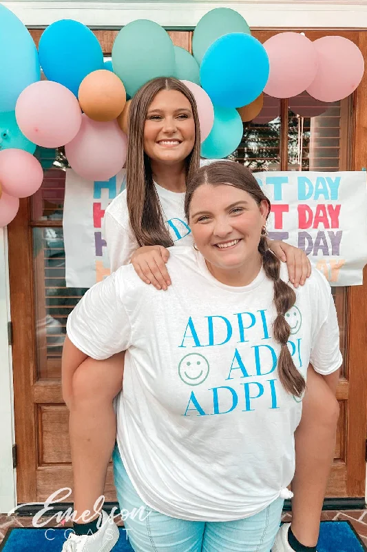 Alpha Delta Pi Simple Smiley Work Week Tee