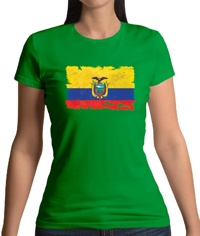 Ecuador Grunge Style Flag Womens T-Shirt