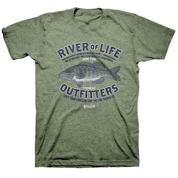 Matthew 4:19 ‘River of Life Outfitters’ Christian Tee Shirt